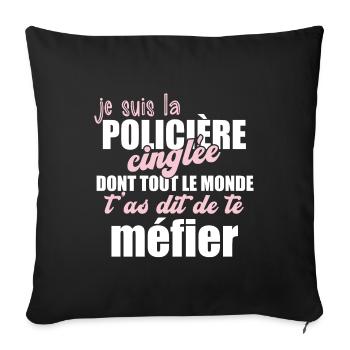 Policière idée cadeau métier gardien de la paix. - Housse de coussin décorative 45 x 45 cm - noir - Devant