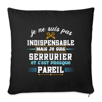 Serrurier humour métier, réparateur de serrure - Housse de coussin décorative 45 x 45 cm - noir - Devant