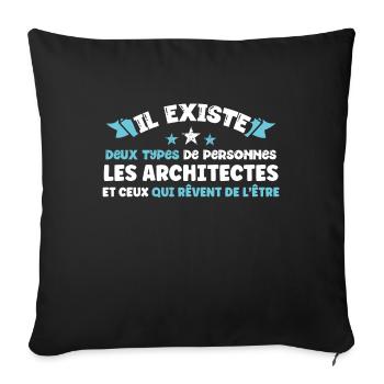 Architecte métier humour idée cadeau humoristique - Housse de coussin décorative 45 x 45 cm - noir - Devant