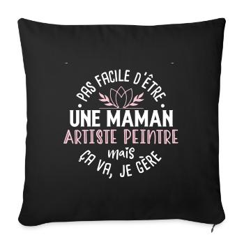 Artiste peintre, idée cadeau peinture, humour - Housse de coussin décorative 45 x 45 cm - noir - Devant
