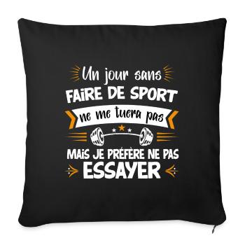 Sport idée cadeau Workout WOD. Cross training - Housse de coussin décorative 45 x 45 cm - noir - Devant