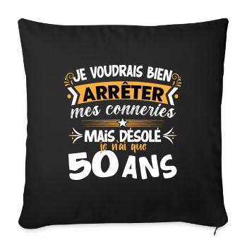 Anniversaire 50 ans, idée cadeau date de naissance - Housse de coussin décorative 45 x 45 cm - noir - Devant