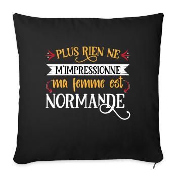Normandie humour normands idée cadeau région - Housse de coussin décorative 45 x 45 cm - noir - Devant