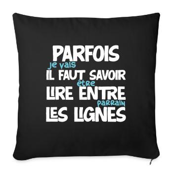 Idée cadeau futur parrain. Annonce naissance - Housse de coussin décorative 45 x 45 cm - noir - Devant