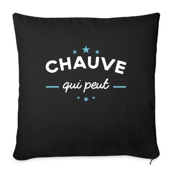 Chauve, idée cadeau humour cheveux calvitie - Housse de coussin décorative 45 x 45 cm - noir - Devant
