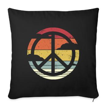 Retro Design Peace Sign Peace Sign - Sofa pillowcase 17,3'' x 17,3'' (45 x 45 cm) - black - Front