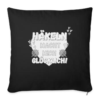 Häkeln macht mich glücklich! grau Herz stone - Sofakissenbezug 45 x 45 cm - Schwarz - Vorne