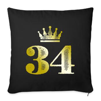 34 Number Crown Gold - Sofa pillowcase 17,3'' x 17,3'' (45 x 45 cm) - black - Front
