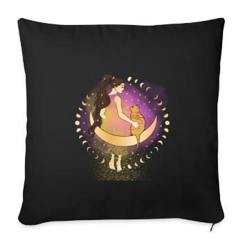 Goddess and her cat - Sofa pillowcase 17,3'' x 17,3'' (45 x 45 cm) - black - Front