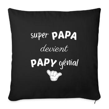 SUPER PAPA DEVIENT PAPY GENIAL - Housse de coussin décorative 45 x 45 cm - noir - Devant
