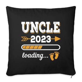 Onkel 2023 Zukünftiger Onkel - Sofakissenbezug 45 x 45 cm - Schwarz - Vorne