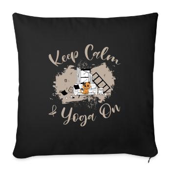 Restez calme et faites du yoga - Humour - Housse de coussin décorative 45 x 45 cm - noir - Devant