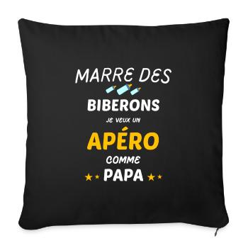 Marre des biberons je veux un apéro - Housse de coussin décorative 45 x 45 cm - noir - Devant