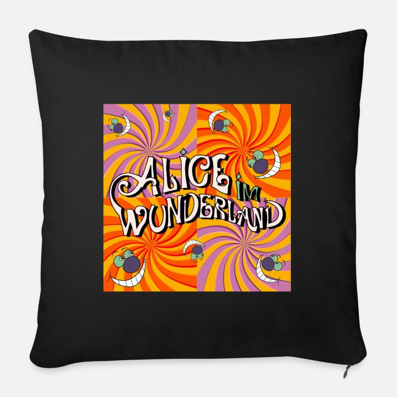 Alice Im Wunderland Verdrehte Welt - Sofakissenbezug 45 x 45 cm - Schwarz