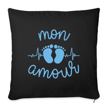 Mon Amour Bebe Garçon - Housse de coussin décorative 45 x 45 cm - noir - Devant