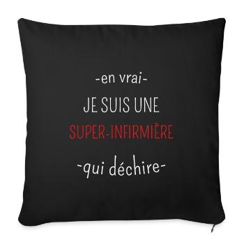 Super Infirmière Qui Déchire Cadeau Infirmière - Housse de coussin décorative 45 x 45 cm - noir - Devant