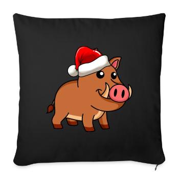 Wild Boar Comic Christmas - Sofa pillowcase 17,3'' x 17,3'' (45 x 45 cm) - black - Front