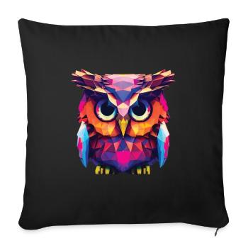 Eule Polygon Kauz farbenfroh - Sofakissenbezug 45 x 45 cm - Schwarz - Vorne