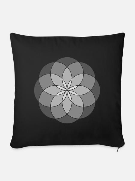 Graue Blume - Sofakissenbezug 45 x 45 cm - Schwarz
