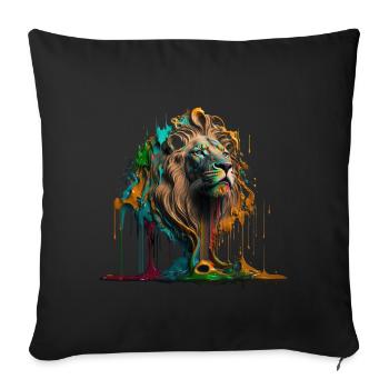 Rainbow Lion | Rainbow Lion | AI generated Art - Sofa pillowcase 17,3'' x 17,3'' (45 x 45 cm) - black - Front