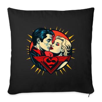 Valentine's Day | Valentine's Day | Retro | Super Love - Sofa pillowcase 17,3'' x 17,3'' (45 x 45 cm) - black - Front