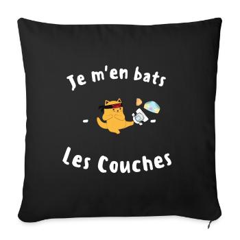 Je m'en bats Les Couches - Housse de coussin décorative 45 x 45 cm - noir - Devant