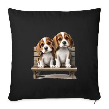2 Beagles on Bank Gift - Sofa pillowcase 17,3'' x 17,3'' (45 x 45 cm) - black - Front