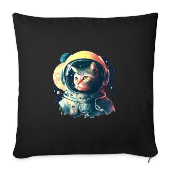 Cat inSpace - Sofakissenbezug 45 x 45 cm - Schwarz - Vorne