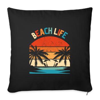 Beach Life Retro Sunset - Sofa pillowcase 17,3'' x 17,3'' (45 x 45 cm) - black - Front