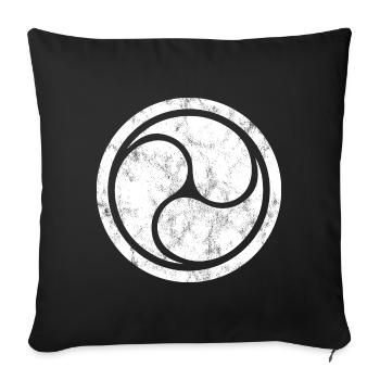 Triple Yin Yang, Tao, Bouddhisme Zen, Tibet, Japon - Housse de coussin décorative 45 x 45 cm - noir - Devant