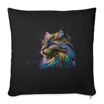 Cat miaw love, cat lovers, miaw, meow - Sofa pillowcase 17,3'' x 17,3'' (45 x 45 cm) - black - Front