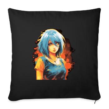 Anime Girl - Sofa pillowcase 17,3'' x 17,3'' (45 x 45 cm) - black - Front