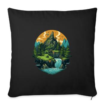 Paysage - Housse de coussin décorative 45 x 45 cm - noir - Devant