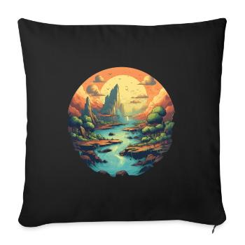 Paysage - Housse de coussin décorative 45 x 45 cm - noir - Devant