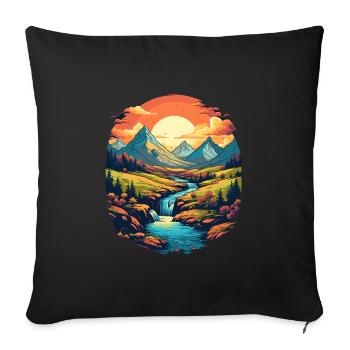 Paysage - Housse de coussin décorative 45 x 45 cm - noir - Devant