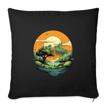 Landschaft - Sofakissenbezug 45 x 45 cm - Schwarz - Vorne