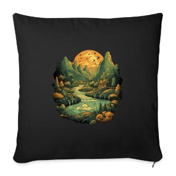 Paysage - Housse de coussin décorative 45 x 45 cm - noir - Devant
