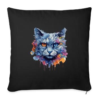 Chat - Housse de coussin décorative 45 x 45 cm - noir - Devant