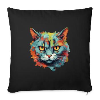 Chat - Housse de coussin décorative 45 x 45 cm - noir - Devant