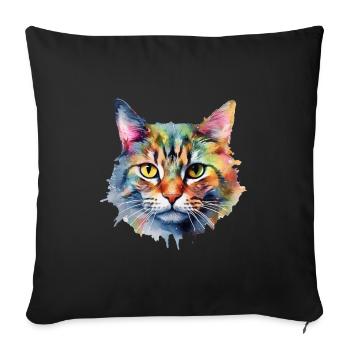 Chat - Housse de coussin décorative 45 x 45 cm - noir - Devant