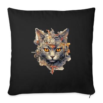 Chat - Housse de coussin décorative 45 x 45 cm - noir - Devant
