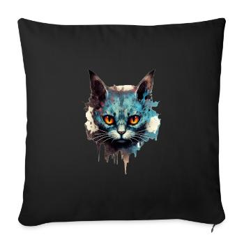 Chat - Housse de coussin décorative 45 x 45 cm - noir - Devant