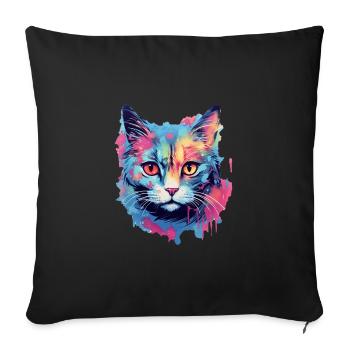 Chat - Housse de coussin décorative 45 x 45 cm - noir - Devant