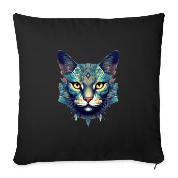 Chat - Housse de coussin décorative 45 x 45 cm - noir - Devant