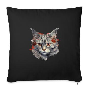 Chat - Housse de coussin décorative 45 x 45 cm - noir - Devant
