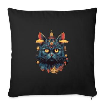 Chat - Housse de coussin décorative 45 x 45 cm - noir - Devant