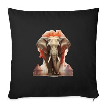 Elefant - Sofakissenbezug 45 x 45 cm - Schwarz - Vorne