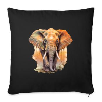 Elefant - Sofakissenbezug 45 x 45 cm - Schwarz - Vorne