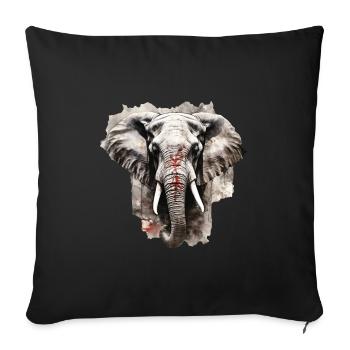 Elefant - Sofakissenbezug 45 x 45 cm - Schwarz - Vorne