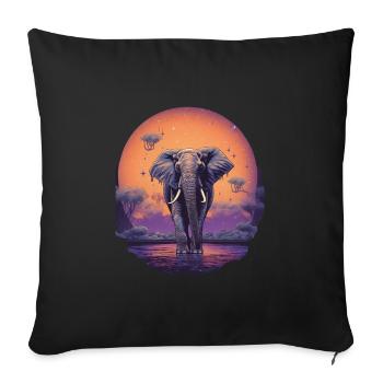 Elefant - Sofakissenbezug 45 x 45 cm - Schwarz - Vorne